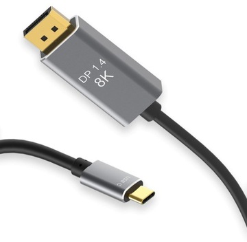 Kabel przewód adapter USB-C do DisplayPort 1.4 DP 8K 30Hz 4K 2m