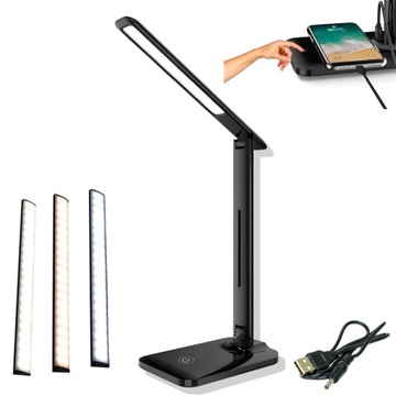 LAMPKA NA BIURKO LED BIURKOWA LAMPA NOCNA ŁADOWANIE USB REGULOWANA 3 BARWY