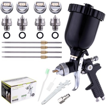 РАСПЫЛИТЕЛЬ 4X HVLP ФОРСУНКА 1,4 1,7 2,0 2,5 мм ДЛЯ ЧЕРНОЙ ПОКРАСКИ