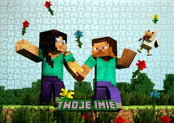 PUZZLE MINECRAFT + IMIĘ DZIECKA GRATIS A4 - 35el