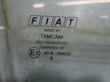 SKLO (OKNO) BOČNÍ DVEŘE FIAT LINEA 08R. PRAVÁ ZADNÍ