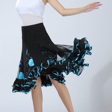 Tanečná sukňa Latin Dance Sukňa Šaty v modrej farbe