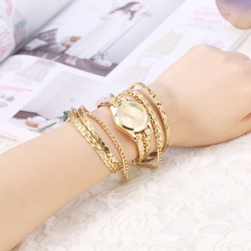 Women Braid Weave Bracelet Quartz Analog Watch