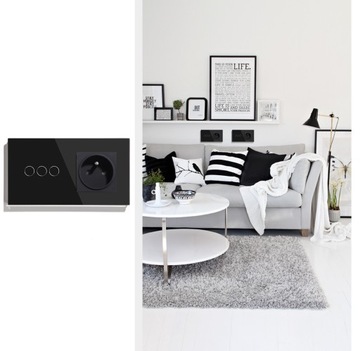 DOTYKOWY STEROWNIK ROLET ŻALUZJI WIFI Z GNIAZDKIEM SZKLANY 157mm TUYA SMART