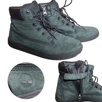 TIMBERLAND Davis Square zielone skórzane zamszowe buty zimowe r. 37