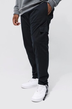 Boohoo czarne męskie Plus Obcisłe spodnie cargo z elastyczną talią XXL