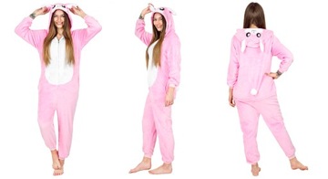 KOSTIUM KOMBINEZON ONESIE KIGURUMI PRZEBRANIE KRÓLIK CIEPŁA PIŻAMA DRES L