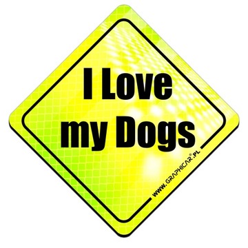 MAGNES ODBLASKOWY I LOVE MY DOGS NEON ODBLASK
