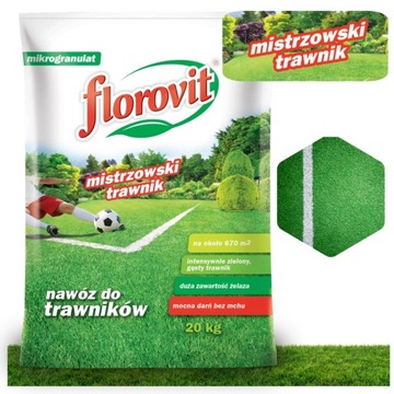 FLOROVIT NAWÓZ DO TRAWNIKÓW TRAWY TRAW ANTYMECH 20kg DUŻA ZAWARTOŚĆ ŻELAZA