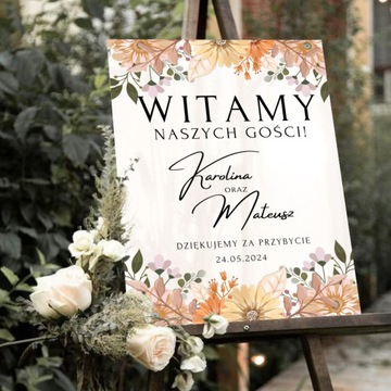 TABLICA WITAMY GOŚCI WESELNYCH NAPIS PLAKAT WESELNY TABLICA POWITALNA 50x70