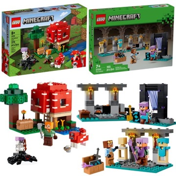 LEGO MINECRAFT Dom w grzybie 21179 + Zbrojownia 21252 MAINCRAFT Figurki