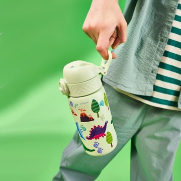 Зеленая стальная металлическая бутылка Бутылка для воды Dinosaurs ION8 0,4 л