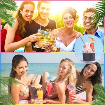 БУМАЖНЫЕ ЗОНТЫ ДЛЯ НАПИТКОВ ЦВЕТЫ ГАВАЙСКАЯ СОЛОМКА 150 шт.