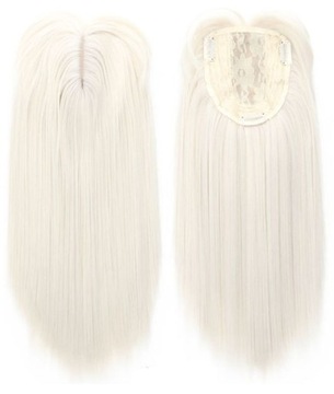 Tupet biały blond topper z grzywką dopinka pół peruka clip in jak NATURALNE