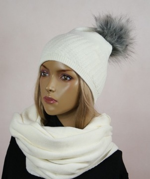 KOMPLET CZAPKA + KOMIN pompon # 40