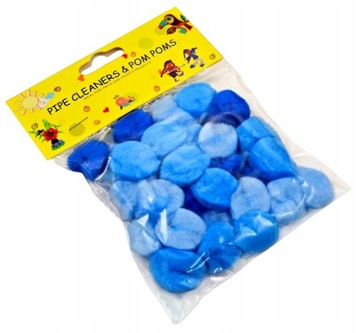 KOLOROWE POMPONY NIEBIESKIE OZDOBNE ARTYKUŁY