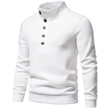 Męski sweter z golfem i guzikami Moda Klasyczna bluza sportowa