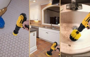 3szt SZCZOTKA SZCZOTKI NYLONOWE NA WIERTARKĘ DO CZYSZCZENIA FELG DYWANIKÓW