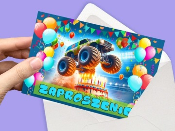 Запрошення на день народження MONSTER TRUCK позашляховик запрошення + конверт