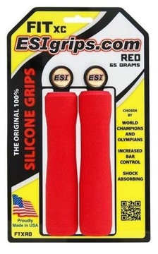 Chwyty ESI FIT XC RED czerwone gripy rowerowe rączki kierownicy + korki