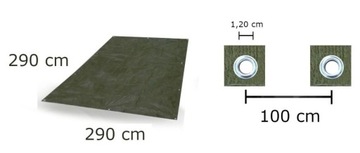 Tarp podłoga osłona 3x3 Zestaw szpilki linki 2x10