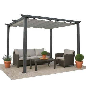 PERGOLA OGRODOWA TARASOWA METALOWA 3x3 ALTANA ZADASZENIE SZARA PREMIUM