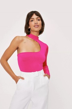 NASTY GAL N83 ASYMETRYCZNE BODY NEON RÓŻOWE R. 34