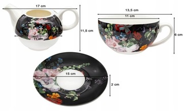 Кувшин с чашкой и блюдцем, 450 мл, традиционный чайник Bella Fiore flowers.