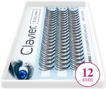 RZĘSY KĘPKI CLAVIER JEDWABNE NATURALNE GĘSTE 12mm