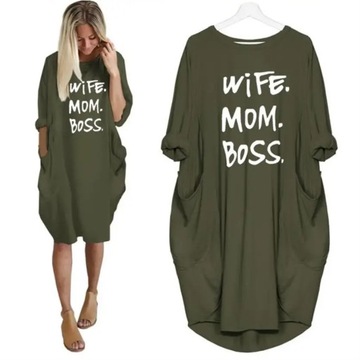 Fashion T-Shirt Dress For Women O-Neck Cotton