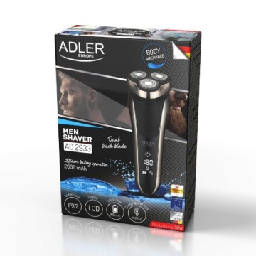 РОТОРНАЯ МУЖСКАЯ БРИТВА 3 ГОЛОВКИ IPX7 LCD ADLER