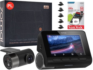 Kamera samochodowa 70mai A800S 4K+ WSTECZNA+ karta