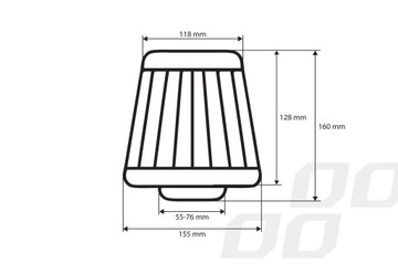 КОНУСНЫЙ ФИЛЬТР, СПОРТИВНЫЙ КОНУС, ХРОМ + АДАПТЕРЫ