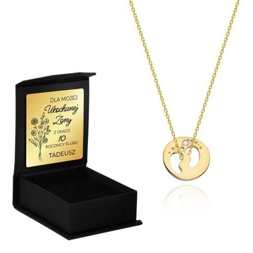 ZŁOTY NASZYJNIK 585 STÓPKI Z BRYLANTAMI 0.005 CT
