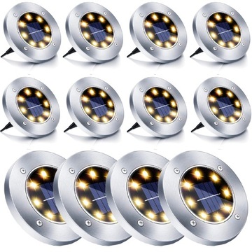 12x LAMPA SOLARNA LED OGRODOWA NAJAZDOWA GRUNTOWA DYSKI LAMPY SOLARNE MOCNE