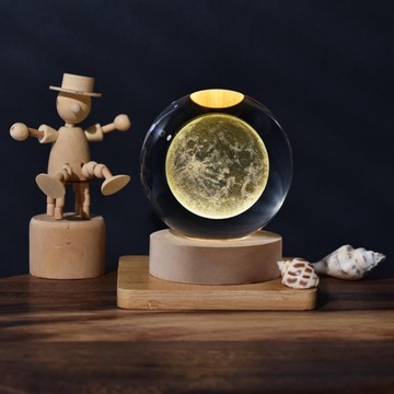 СВЕТОДИОДНАЯ НОЧНАЯ ЛАМПА НАСТОЛЬНАЯ ЛАМПА «ХРУСТАЛЬНЫЙ ШАР» С 3D-ГРАВИРОВКОЙ ЛУНЫ