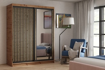 Szafa przesuwna dwudrzwiowa DELUX 160x205 z lustrem i lamelami