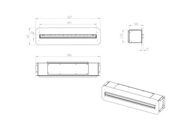 Линейный щелевой диффузор GK 500 мм 3x90 мм