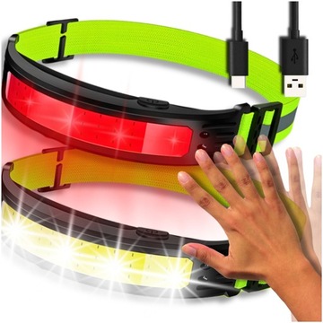 Lampa warsztatowa latarka czołowa na głowę LED robocza akumulatorowa USB C