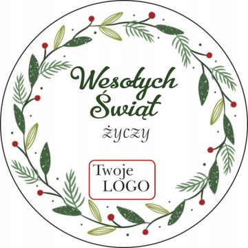 naklejki ŚWIĄTECZNE z życzeniami twoim LOGO 100szt
