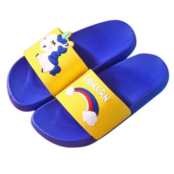 Детские радужные тапочки для мальчиков и девочек, мягкие и удобные, для родителей и детей, синие30-31