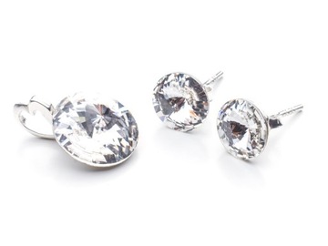 Komplet srebrny kolczyki wisiorek z kr. Swarovski