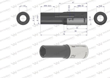 Шестигранная головка 1/2 длиной 13 мм Waryński