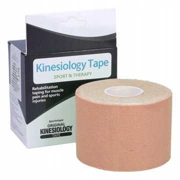TAŚMA KINEZJOLOGICZNA PLASTRY TAPE TEJPY KINESIOTAPING TEJP PRO 5MX5CM BEŻ