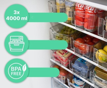 НАБОР КОНТЕЙНЕРОВ-ОРГАНИЗАТОРОВ ДЛЯ ХОЛОДИЛЬНИКА 3X4L BPA Free
