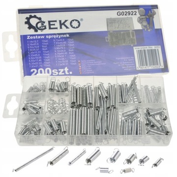 НАБОР СТАЛЬНЫХ ПРУЖИН GEKO РАЗЛИЧНЫЕ ПРУЖИНЫ 200 ШТ. СМЕШАННЫЕ РАЗМЕРЫ G02922