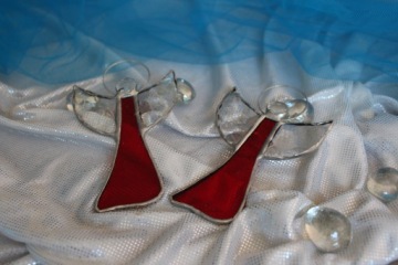 Витраж ангел 11см Тиффани, красный витражный ангел, пара ангелочков, 2 шт.