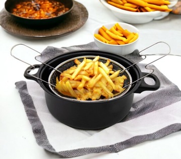 GARNEK DO SMAŻENIA FRYTEK ZESTAW POKRYWA KOSZYK UNIWERSALNY KLASYCZNY 24CM