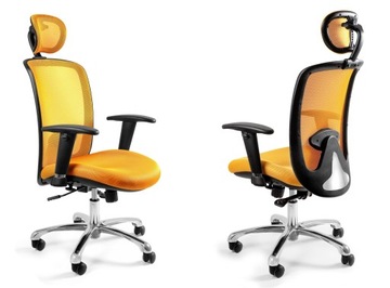 Fotel ergonomiczny EXPANDER ŻÓŁTY obrotowy biurowy Siatka