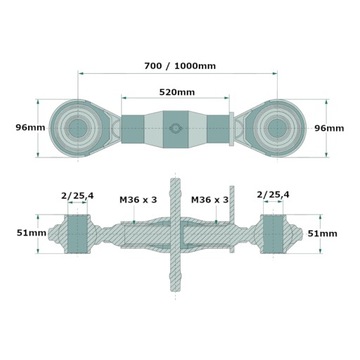 Верхний соединитель 700-1000мм М36х3 кат.